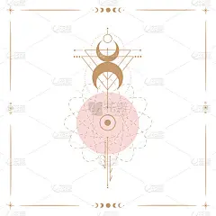 WebVector插图月相组。不同阶段的月光活动在复古雕刻风格。星座
