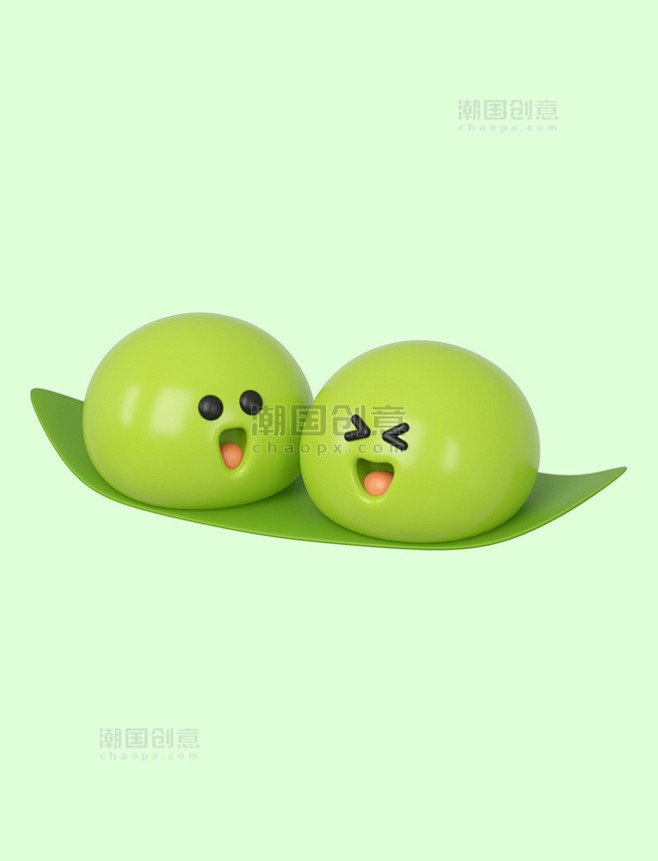 C4D立体拟人青团清明节美食粽叶青团元素