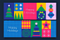 Free vector flat happy holidays horizontal banners set