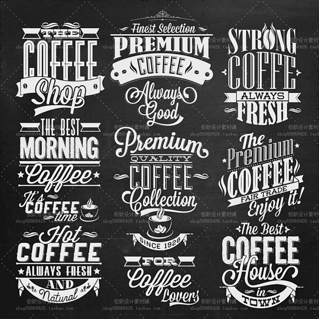 25个EPS 咖啡 饮料 美食黑板 标签...