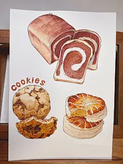 手绘水彩食物插画｜就要给你画大饼｜附过程图_1_绘生活的辣椒酱_来自小红书网页版