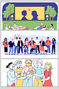 创意扁平化办公运动交流元素设计