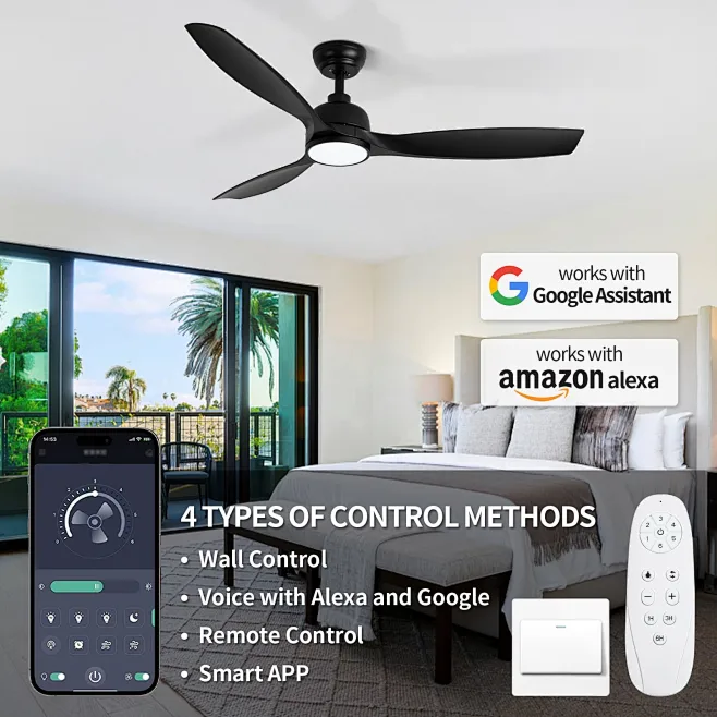 Dreo Smart Ceiling Fans with Lights, Low Profile Ceiling Fan with Alexa/App, 52'' Dimmable Lighting & Color Tuning, RGB Ambient