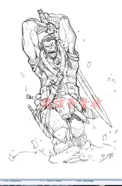 340张欧美各式漫画人物线稿手稿 插画临摹手绘草稿CG游戏设定素材-淘宝网