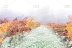 抽象的葡萄园在秋天里，故意被相机抖动模糊_5094114142