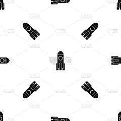 黑色,式样,火箭,宇航员,几何形状,概念,迅速,图像,矢量,重复