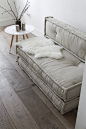 DIY couch : slip cover 2 twin mattresses and stack. mount back to the wall.: 