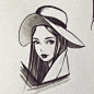 Hat., Adan Vazquez : Little portrait sketch. Ink on paper.