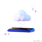 云计算数据库存储服务器3D图标 cloud computing database storage server icon