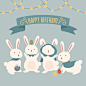 可爱俏皮手绘卡通小兔子儿童生日卡片背景海报印刷矢量设计AI素材-淘宝网