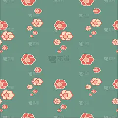 可爱的彩色花朵可爱的东方无缝矢量图案背景插图