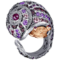 Alex Soldier Sapphire Tourmaline Diamond Topaz Ruby Snail Ring One of a Kind For Sale