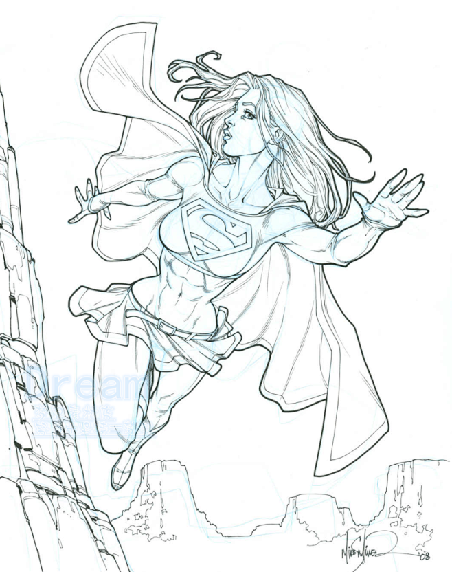 dc漫画女超人线稿手稿