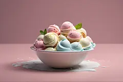 彩色甜筒冰淇淋球冰淇淋摄影图片