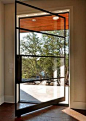 Pivot Door Steel Architect Series Custom 4 Lite with Handle M-10 and Clear Glass - Portella Iron Doors