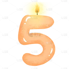 手绘生日蜡烛数字贴纸