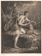 法国版画家Jean Louis Potrelle ( 1788–1824)的作品《狄安娜女神的宁芙从鹿脖上拔箭》。荷兰国立博物馆收藏。