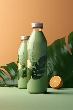 AI数字艺术饮料瓶包装样机模型
