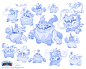 Skylanders: Trap Team Enemy Concept Sketches, Jeff Murchie : These two pages are some of the many sketches for Skylanders: Trap Team.  These particular sketches were for a boss character in the tutorial level called the "Gulper."  My only direct