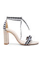 图象1 Alexandre Birman Canvas Gingham Clarita Heels – 黑色 & 自然色