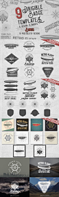 【免费】老式飞艇飞船标志设计素材集 Dirigible Badges & Design Elements 