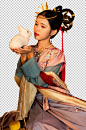 敦煌嫦娥兔子中秋节汉服人物PNG摄影图片