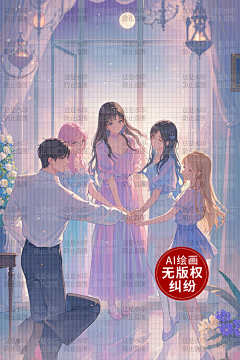 AI版权图库采集到【原创】AI多人 群像 后宫