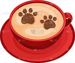 红色,拿铁咖啡,咖啡杯,咖啡师,明亮,形状,脚印,白色,锻炼