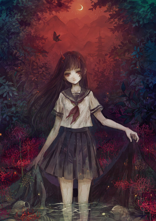 黑化 动漫 壁纸 二次元 萌妹子 高清 .