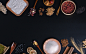 美食-月饼食物配料桌面摆拍黑色背景