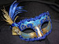 Blue and gold masquerade mask