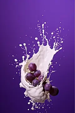 AI数字艺术高清葡萄酸奶液体飞溅模型元素