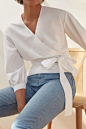 Everlane Poplin Wrap Top