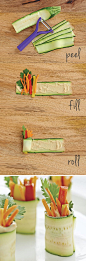 Universal Peeler. With straight blade for harder fruits and veggies and serrated blade for softer foods. Prep hummus and veggie zucchini rolls like a pro - Stuff w/ the Asian Carrot salad!  Yummmmm  w/ touch ginger?