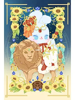 十二星座壁纸丨十二星座插画丨狮子座 : 不得不说我身边狮子座的女生真的都好飒啊~社恐的我好爱她们的性格！哈哈哈，各位小狮子对今天的小坐骑满意不？ #芙洛拉兔  #十二星座  #狮子座 #Leo  #原创插画  #治愈系壁纸  #画画的日常