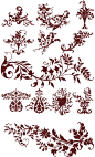 古典植物花纹样式矢量图 AI