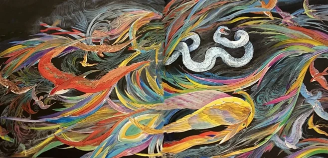 广西绘本｜水墨插画《最后的百鸟羽衣》 -...
