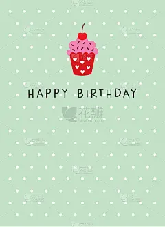新鲜纸杯蛋糕生日贺卡矢量。新鲜松饼快乐生日贺卡向量。