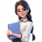 人物系列通用3D皮克斯商务女性卡通人物贴纸