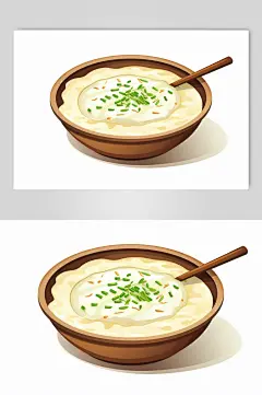 AI数字艺术银耳炖雪梨餐饮美食插画