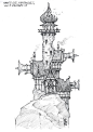 《魔兽世界：大灾变》吉尔尼斯建筑物设定图：狼人灯塔，暂时还不清楚这座建筑物在游戏中的用途。