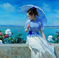【油画欣赏】他笔下的美女们个个颜值美爆，光影在纸上激情盛放!_人物 : 他非常的擅长刻画女性 在他的笔下体现人物一个永恒的感性形象 他笔下的作品不算非常的写实 这也为他后来画画的成就奠下了基础 也是他想绘画和表达的 他画笔下女子都非常的美 …