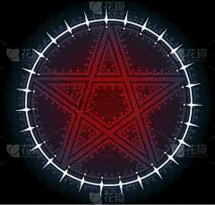 红色,装饰品,星形,尖利,五个物体,疤,几何形状,圆形,暗色,白色