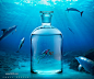 创意玻璃瓶酒杯人物生活漂流瓶合成旅游海报
