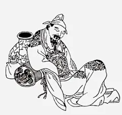 中国风手绘白酒人物意境