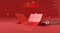 红色概念三维礼盒背景图片素材