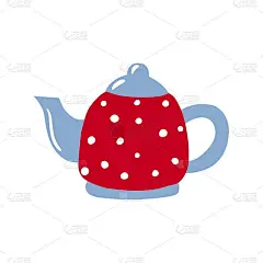 酿造茶壶。餐具的茶。可爱的手绘图。Hygge，一个舒适的家，舒适。孤立在白色背景上。颜色向量插图。涂