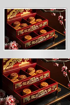 AI数字艺术中秋节送礼月饼礼盒图片