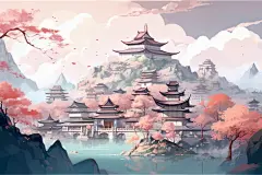 治愈风景唯美自然插画