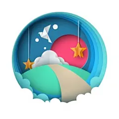 立体多层手工星空手工白鸽剪纸折纸插画